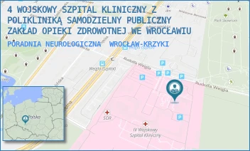 PORADNIA NEUROLOGICZNA - 4 WOJSKOWY SZPITAL KLINICZNY Z POLIKLINIKĄ SAMODZIELNY PUBLICZNY ZAKŁAD OPIEKI ZDROWOTNEJ WE WROCŁAWIU - UL. RUDOLFA WEIGLA 5,  WROCŁAW-KRZYKI