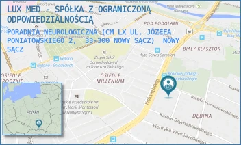 PORADNIA NEUROLOGICZNA (CM LX UL. JÓZEFA PONIATOWSKIEGO 2,  33-300 NOWY SĄCZ) - LUX MED - SPÓŁKA Z OGRANICZONĄ ODPOWIEDZIALNOŚCIĄ - UL. JÓZEFA PONIATOWSKIEGO 2,  NOWY SĄCZ