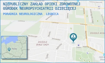 PORADNIA NEUROLOGICZNA - NIEPUBLICZNY ZAKŁAD OPIEKI ZDROWOTNEJ OŚRODEK NEUROPSYCHIATRII DZIECIĘCEJ - UL. ADAMA ASNYKA 49/1-2,  LEGNICA