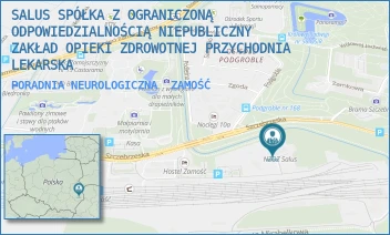 PORADNIA NEUROLOGICZNA - SALUS SPÓŁKA Z OGRANICZONĄ ODPOWIEDZIALNOŚCIĄ NIEPUBLICZNY ZAKŁAD OPIEKI ZDROWOTNEJ PRZYCHODNIA LEKARSKA - SZCZEBRZESKA 11I,  ZAMOŚĆ