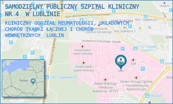 KLINICZNY ODDZIAŁ REUMATOLOGII, UKŁADOWYCH CHORÓB TKANKI ŁĄCZNEJ I CHORÓB WEWNĘTRZNYCH - UNIWERSYTECKI SZPITAL KLINICZNY NR 4 W LUBLINIE - DR. K. JACZEWSKIEGO 8,  LUBLIN