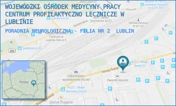 PORADNIA NEUROLOGICZNA - FILIA NR 2 - WOJEWÓDZKI OŚRODEK MEDYCYNY PRACY CENTRUM PROFILAKTYCZNO LECZNICZE W LUBLINIE - NOWY ŚWIAT 38,  LUBLIN
