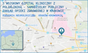 PORADNIA NEUROLOGICZNA - 5 WOJSKOWY SZPITAL KLINICZNY Z POLIKLINIKĄ - SAMODZIELNY PUBLICZNY ZAKŁAD OPIEKI ZDROWOTNEJ W KRAKOWIE - UL. WROCŁAWSKA 1-3,  KRAKÓW-KROWODRZA