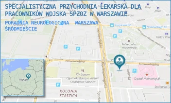 PORADNIA NEUROLOGICZNA - SPECJALISTYCZNA PRZYCHODNIA LEKARSKA DLA PRACOWNIKÓW WOJSKA SPZOZ W WARSZAWIE - NOWOWIEJSKA 31,  WARSZAWA ŚRÓDMIEŚCIE