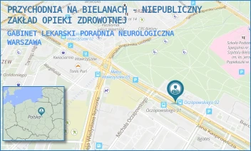 GABINET LEKARSKI PORADNIA NEUROLOGICZNA - PRZYCHODNIA NA BIELANACH - NIEPUBLICZNY ZAKŁAD OPIEKI ZDROWOTNEJ - KASPROWICZA 62,  WARSZAWA