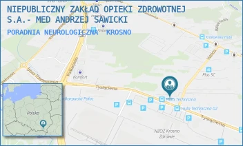 PORADNIA NEUROLOGICZNA - NIEPUBLICZNY ZAKŁAD OPIEKI ZDROWOTNEJ S.A.- MED ANDRZEJ SAWICKI - UL. HUTNICZA 20,  KROSNO