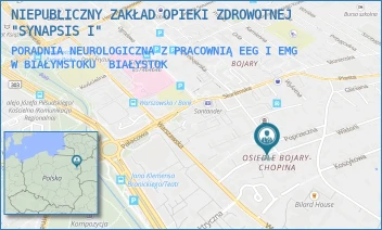 PORADNIA NEUROLOGICZNA Z PRACOWNIĄ EEG I EMG W BIAŁYMSTOKU - NIEPUBLICZNY ZAKŁAD OPIEKI ZDROWOTNEJ "SYNAPSIS I" - BUKOWSKIEGO 1/2, BIAŁYSTOK