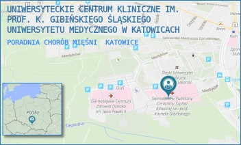 PORADNIA CHORÓB MIĘŚNI - UNIWERSYTECKIE CENTRUM KLINICZNE IM. PROF. K. GIBIŃSKIEGO ŚLĄSKIEGO UNIWERSYTETU MEDYCZNEGO W KATOWICACH - UL. MEDYKÓW 14,  KATOWICE