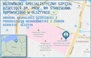 ODDZIAŁ NEUROLOGII DZIECIĘCEJ Z PODODDZIAŁĘM NEUROGENETYKI I CHORÓB RZADKICH - WOJEWÓDZKI SPECJALISTYCZNY SZPITAL DZIECIĘCY IM. PROF. DR STANISŁAWA POPOWSKIEGO W OLSZTYNIE - ŻOŁNIERSKA 18 A,  OLSZTYN