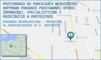 PORADNIA NEUROLOGICZNA - KROTOSZYN, UL.GRUDZIELSKIEGO 25 A - PRZYCHODNIA NA PARCELKACH WŁODZIMIERZ HOFFMANN PORADNIE PODSTAWOWEJ OPIEKI ZDROWOTNEJ, SPECJALISTYCZNE I ORZECZNICZE W KROTOSZYNIE - GRUDZIELSKIEGO 25A,  KROTOSZYN