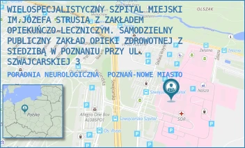 PORADNIA NEUROLOGICZNA - WIELOSPECJALISTYCZNY SZPITAL MIEJSKI IM.JÓZEFA STRUSIA Z ZAKŁADEM OPIEKUŃCZO-LECZNICZYM. SAMODZIELNY PUBLICZNY ZAKŁAD OPIEKI ZDROWOTNEJ Z SIEDZIBĄ W POZNANIU PRZY UL. SZWAJCARSKIEJ 3 - SZWAJCARSKA 3,  POZNAŃ-NOWE MIASTO