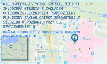 ODDZIAŁ NEUROLOGII Z PODODDZIAŁEM UDAROWYM - WIELOSPECJALISTYCZNY SZPITAL MIEJSKI IM.JÓZEFA STRUSIA Z ZAKŁADEM OPIEKUŃCZO-LECZNICZYM. SAMODZIELNY PUBLICZNY ZAKŁAD OPIEKI ZDROWOTNEJ Z SIEDZIBĄ W POZNANIU PRZY UL. SZWAJCARSKIEJ 3 - SZWAJCARSKA 3,  POZNAŃ-NOWE MIASTO