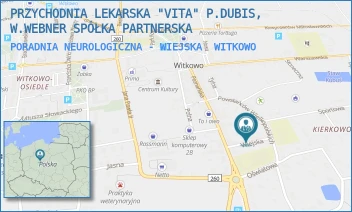 PORADNIA NEUROLOGICZNA - WIEJSKA - PRZYCHODNIA LEKARSKA "VITA" P.DUBIS, W.WEBNER SPÓŁKA PARTNERSKA - WIEJSKA 3A,  WITKOWO